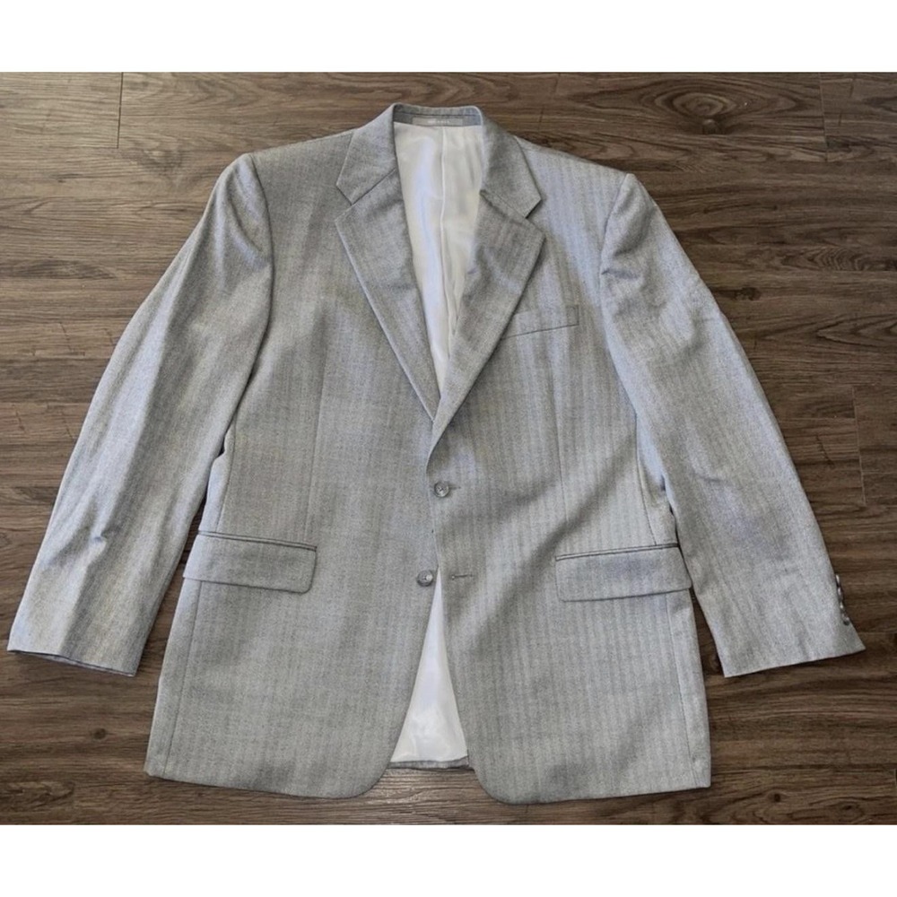 Hickey Freeman Sport Coat Mens 42 Gray Wool Silk Herringbone USA Dillard's